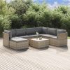 Poly rattan patio lounge set, table and 8 chairs with cushions.