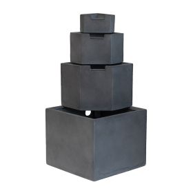 Decorative fountain boasts a four-tiered block silhouette