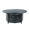53" Round Aluminum Propane Gas Firepit Table, Espresso Brown