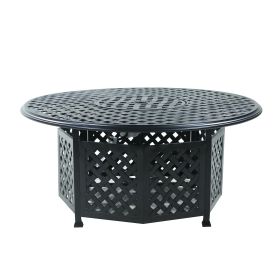 53" Round Aluminum Propane Gas Firepit Table, Espresso Brown
