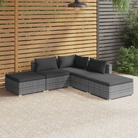 Anthracite patio garden sofa set, with thickly padded and removable cushions and pillows