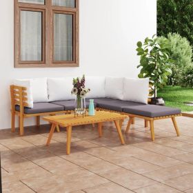 Solid acacia wood garden lounge set with cushions.