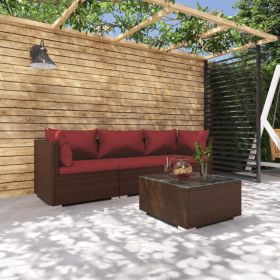 Poly rattan patio lounge set with cushions
