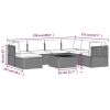 Poly rattan patio lounge set, table and 8 chairs with cushions.