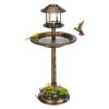 51*51*106cm Plastic Round Birdbath with Solar Light
