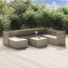 Poly rattan patio lounge set, table and 8 chairs with cushions.