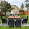 Acacia wood table top with chair