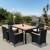 Acacia wood table top with chair
