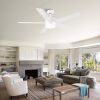 52 in. Outdoor/Indoor Integrated Light Kit Glam Matte White Ceiling Fan with 5 Revesible Plywood Blades, Remote Control
