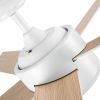 52 in. Outdoor/Indoor Integrated Light Kit Glam Matte White Ceiling Fan with 5 Revesible Plywood Blades, Remote Control
