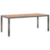 Poly rattan patio dining set, table and 8 chairs with cushions.
