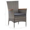 Poly rattan patio dining set, table and 8 chairs with cushions.