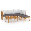 Solid acacia wood garden lounge set with cushions.