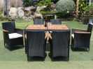 Acacia wood table top with chair