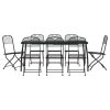 9 Pieces Patio Dining Set: Patio furniture set consists of 1 table, 8 chairs and 8 removable seat cushions.