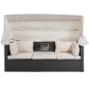 U_Style Outdoor Patio Rectangle Daybed with Retractable Canopy, Wicker Furniture Sectional Seating with Washable Cushions, Backyard, Porch