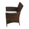 This exquisitely designed rattan patio furniture set consists of 1 table, 8 chairs and 8 removable seat cushions,