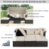 U_Style Outdoor Patio Rectangle Daybed with Retractable Canopy, Wicker Furniture Sectional Seating with Washable Cushions, Backyard, Porch