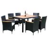 Acacia wood table top with chair