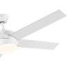 52 in. Outdoor/Indoor Integrated Light Kit Glam Matte White Ceiling Fan with 5 Revesible Plywood Blades, Remote Control