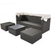 U_Style Outdoor Patio Rectangle Daybed with Retractable Canopy, Wicker Furniture Sectional Seating with Washable Cushions, Backyard, Porch