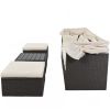 U_Style Outdoor Patio Rectangle Daybed with Retractable Canopy, Wicker Furniture Sectional Seating with Washable Cushions, Backyard, Porch