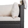 U_Style Outdoor Patio Rectangle Daybed with Retractable Canopy, Wicker Furniture Sectional Seating with Washable Cushions, Backyard, Porch
