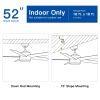 52 in. Outdoor/Indoor Integrated Light Kit Glam Matte White Ceiling Fan with 5 Revesible Plywood Blades, Remote Control