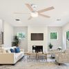 52 in. Outdoor/Indoor Integrated Light Kit Glam Matte White Ceiling Fan with 5 Revesible Plywood Blades, Remote Control