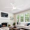 52 in. Outdoor/Indoor Integrated Light Kit Glam Matte White Ceiling Fan with 5 Revesible Plywood Blades, Remote Control