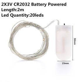 Christmas Light Led Outdoor Battery USB Powered 2m 5m10m String Lights Cooper Wire Garland Wedding Party Decoration Fairy Lights (Option: Multicolor-2m cr2032 battery)
