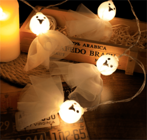 Halloween Battery Remote Control USB LED String Lights (Option: Cloth ghost-6meters 40lights warm white)