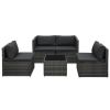 5 Piece Patio Lounge Set with Cushions Poly Rattan Gray