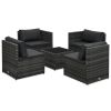 5 Piece Patio Lounge Set with Cushions Poly Rattan Gray