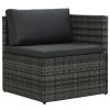 5 Piece Patio Lounge Set with Cushions Poly Rattan Gray