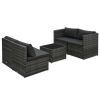 5 Piece Patio Lounge Set with Cushions Poly Rattan Gray