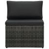 5 Piece Patio Lounge Set with Cushions Poly Rattan Gray