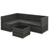 5 Piece Patio Lounge Set with Cushions Poly Rattan Gray