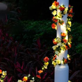 Rattan Lighting Chain Outdoor Courtyard Ornamental Festoon Lamp (Option: Orange Pink Rose Vine Lamp-Ordinary Style)